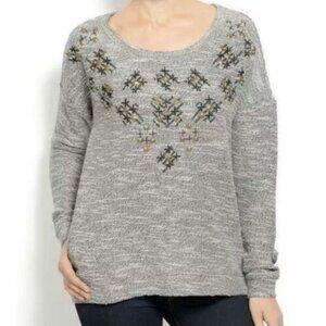 Lucky Brand Lucky Lotus‎ Sweater Embellished Studs Knit Women's Size L